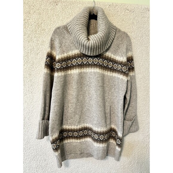 Lambswool Sweater Pullover Front Pocket Turtleneck Fair Isle Small GAP - Picture 1 of 16
